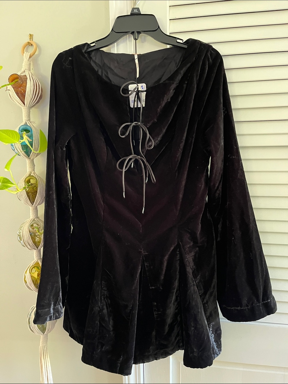 Free People Linney Velvet Lace-Up Mini Dress Black Size 8 NWT